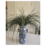 12.5" Vintage Blue and White Ceramic