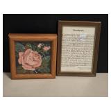 Needlepoint Rose & Framed Beside Desiderata