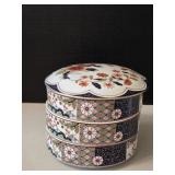 Japanese Porcelain Three-tier Stacking Jubako or