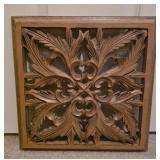 Square Hand-carved Wooden Wall Panel featuring a