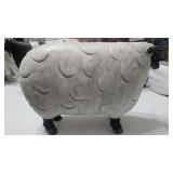 Resin Sheep Figurine with Distressed White Finish