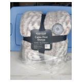 NWT King Size Grey Sherpa Throw Blanket