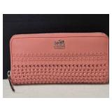 Salmon Pink Coach Woven Leather Accordion