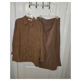 Sz XL White Stag Faux Suede Long Shirt & Sz 14