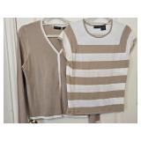 Sz Large Brown & White Striped Sweater Tank &
