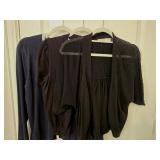 Sz Large Black &White Sweater & (2) Black Tops
