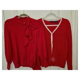 (1) Sz PM Liz Claiborne Red Knit Tie-neck S