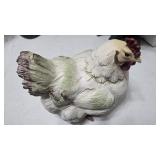Decorative White Chicken Figurine Made of Resin
