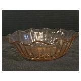Pink Depression Glass Bowl with a Scalloped,