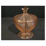 Pink Depression Glass Covered Candy Dish or