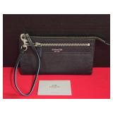 NWOT Coach Black Leather Zip-around Wristlet