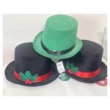 (3) NWT Holiday Costume Top Hats