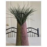 14" Metal Vase w/Faux Grass