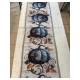 106" x15"  Quilted Table Runner Blue Pumpkins