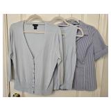 Sz Large George Light Blue Sweater Set & Striped