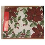 (6) NEW Tapestry Placemats CHRISTMAS POINSETTIA