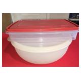 Larhe Covered Plastic Bowl & Rubbermaid Deviled