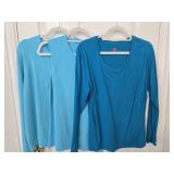 SZ Large Long Sleeve Teal Tshirt & Sz XL Light