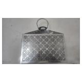 15.5"ï¿½12"ï¿½7" Silver Iron Candle Lantern with