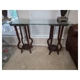 Dark Wood Console Table with a Glass Top