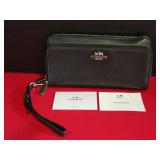 Black Smooth Leather Coach Long Zip-around w