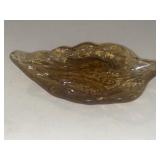 Murano Glass Leaf Shape Dish 9" Brown