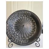 16" Decorative Carved Wooden Plate w/Stand