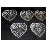 (5) Clear Lead Crystal Heart-shaped Candy