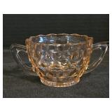 Pink Depression Glass Open Sugar Bowl in the