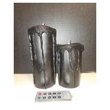 (2) NEW Jet Black "Moving Flame" LED Candles