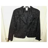Sz 16 Black Floral Jacquard Blazer by George