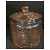 Pink Depression Glass Cookie or Biscuit Jar