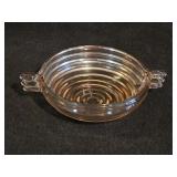 7" Pink Depression Glass Handled Open Sugar Bowl