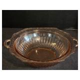 1930s 11.5" Pink Depression Glass Handled S