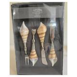 NIB Set of (4) Natural Seashell Appetizer Forks &