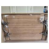 NEW Wooden Serving Tray w/ Silver-tone Pinecone