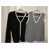 SZ XL George Black & White Striped Sweater Tank