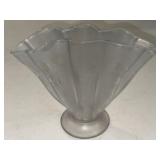 Frosted Glass Bowl Vase Fluted Fan Shape W/ a