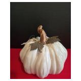 NWT White Ceramic Pumpkin Decoration featuring a