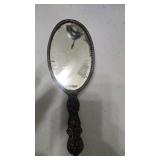 Antique Ornate Handheld Vanity Mirror with Floral