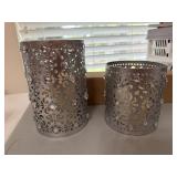 NIB Set of  (2) 7".5 and 6ï¿½  Silver Jeweled Candle