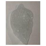 Murano Glass Leaf Shape Dish 9" White