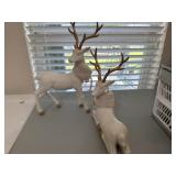 White Resin Deer Figurines with Metallic Gold