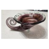 Mid Century Style Hand-Blown Art Glass Cornucopia