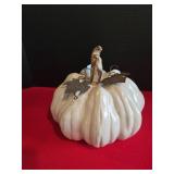 NEW Cream-colored Ceramic Pumpkin Accent