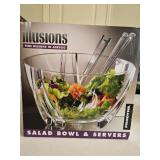 NIB Illusions Acrylic Salad Bowl & Servers