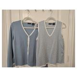 Sz XL George Blue Striped Sweater Tank & Sz L