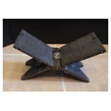 Dark Wooden Folding Book Stand, also known as a