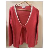 Sz S CANDA Red Tie Front Knit Cardigan