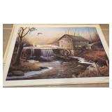 Signed Vintage Lithograph Print titled "Old